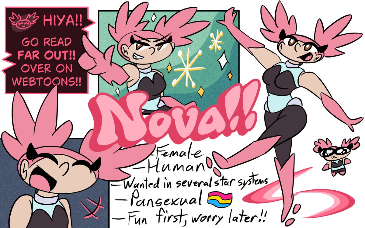 Laxical_FarOut's tweet photo. Say hello to Nova!!👋
She's the supersonic Captain of her crew, hitting the jets across the Milky Way Galaxy. Wanna know more? You can jive with her in Far Out!! over on Webtoons!
#oc #ocart #webtoon #webcomic #FarOut https://t.co/S7hyHt6gYK