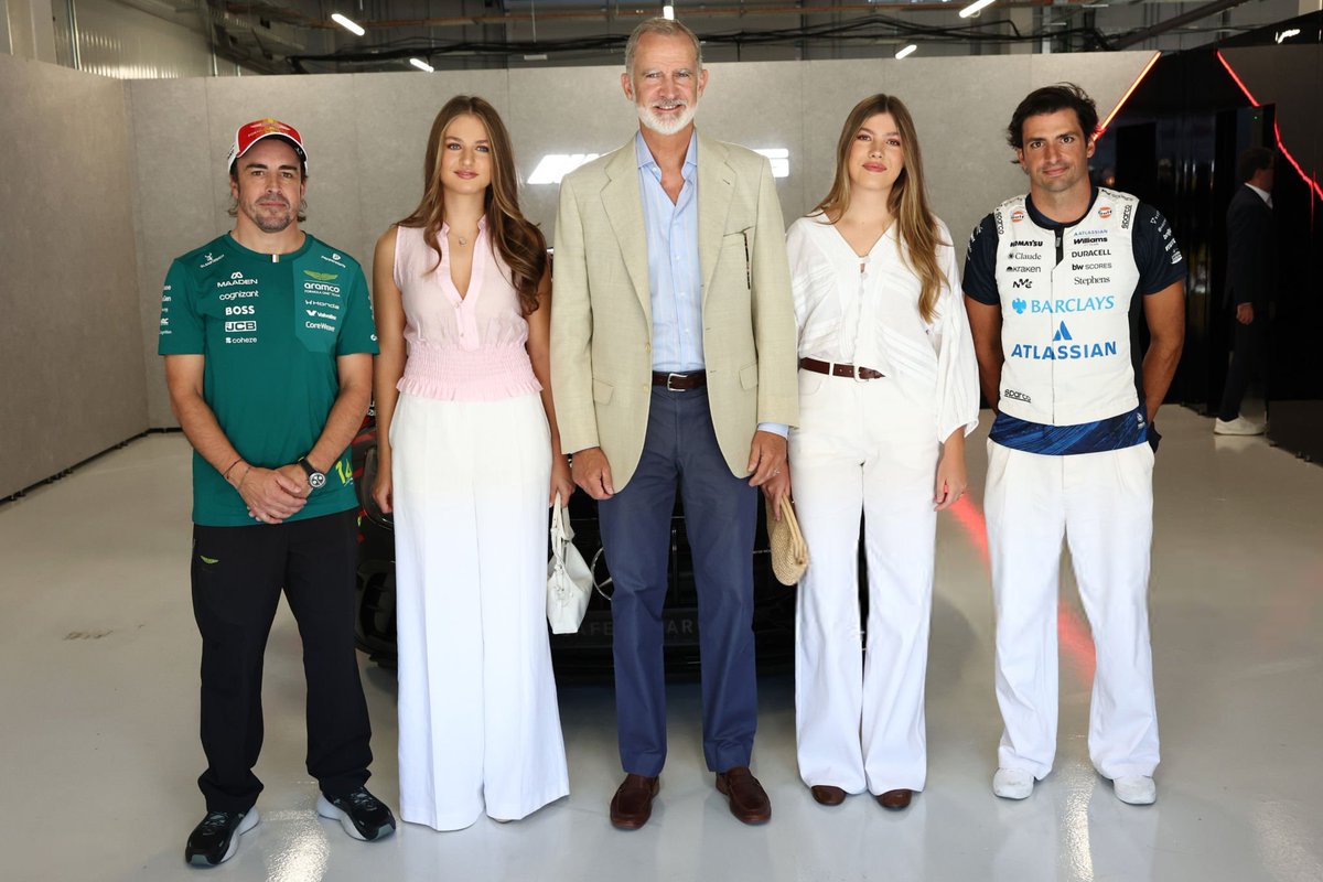 teamfifty5's tweet photo. carlos and fernando meeting king felipe, princess leonor and infanta sofia of spain! https://t.co/8iLXm8fv2I