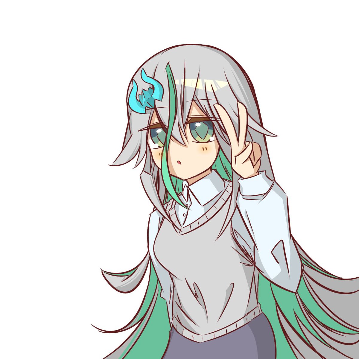 LunchSteal's tweet photo. ちなみに服の柄が単色の差分もある https://t.co/Pv0LxAXyqc