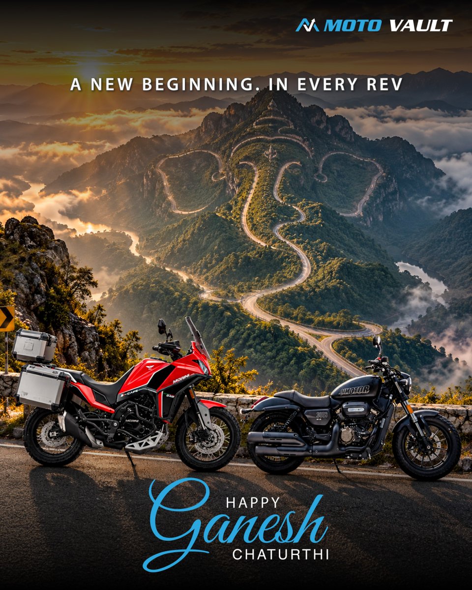 motovault's tweet photo. Celebrate the spirit of new beginnings and the excitement of everything that lies ahead. Here’s to unforgettable rides and memories made along the way. Happy Ganesh Chaturthi!

#GaneshChaturthi #LordGanesha #Vinayakachavithi #MotoMorini #Zontes #QJMotor #MotoVault #India https://t.co/UzI25KWm4g