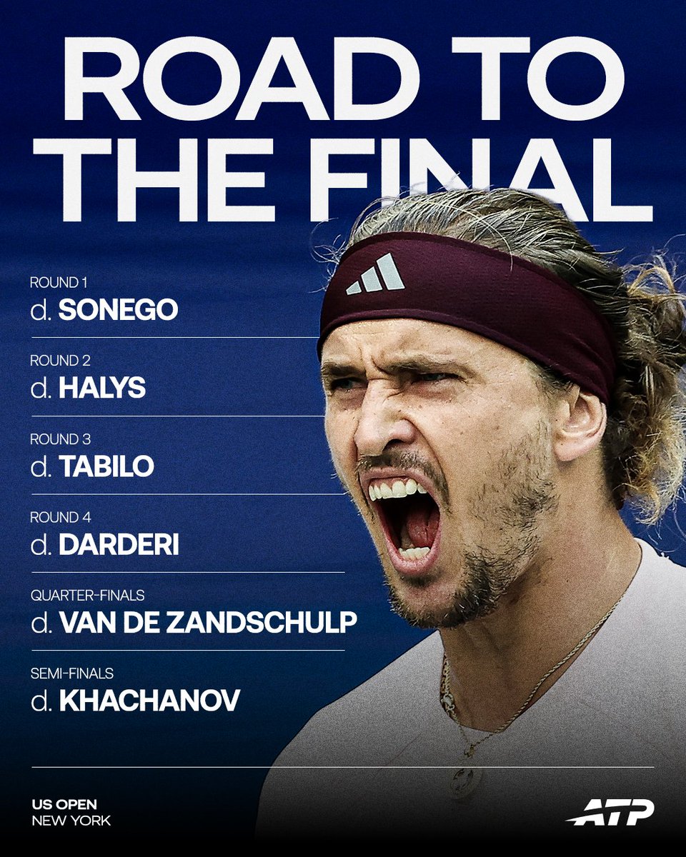 atptour's tweet photo. One more match to decide the title 🏆

Who takes the crown in New York? 🗽

@AlexZverev @BenShelton #USOpen https://t.co/6lxdts3wku