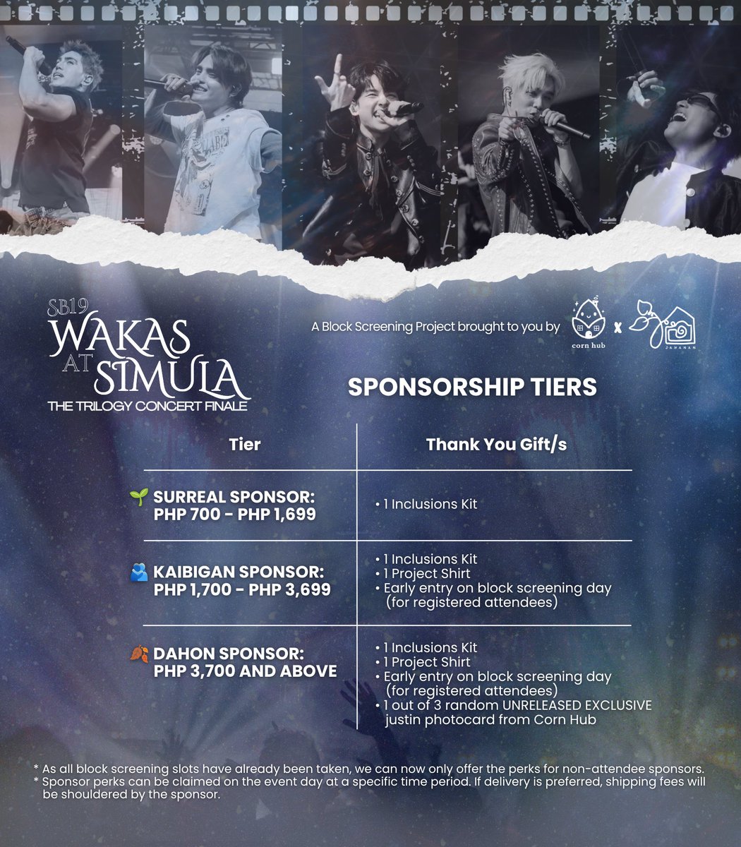 AngAmingJAHanan's tweet photo. We're super excited to have an immersive viewing experience while watching our Mahalima via SM MOA's ScreenX! 😭

Due to the increase of the ScreenX cinema rates specifically for WAKAS AT SIMULA: The Trilogy Concert Finale, we need your help to make Corn Hub & JAHanan's Block Screening Project a success. We're still receiving monetary sponsorship through the form below. 💚

🔗: https://t.co/39L2ev1dWV

As our way of saying thank you, we're also giving 1 of 3 ✨UNRELEASED EXCLUSIVE justin 𝓼𝓮𝓵𝓯𝓲𝓮 photocards✨ just for our dahon sponsors! 🍂 Sabihin niyo, "tenkyu por da blessings, @justincornhub!" 😁

@justintdedios #SB19_JUSTIN
@SB19Official #SB19
#SB19WakasAtSimula