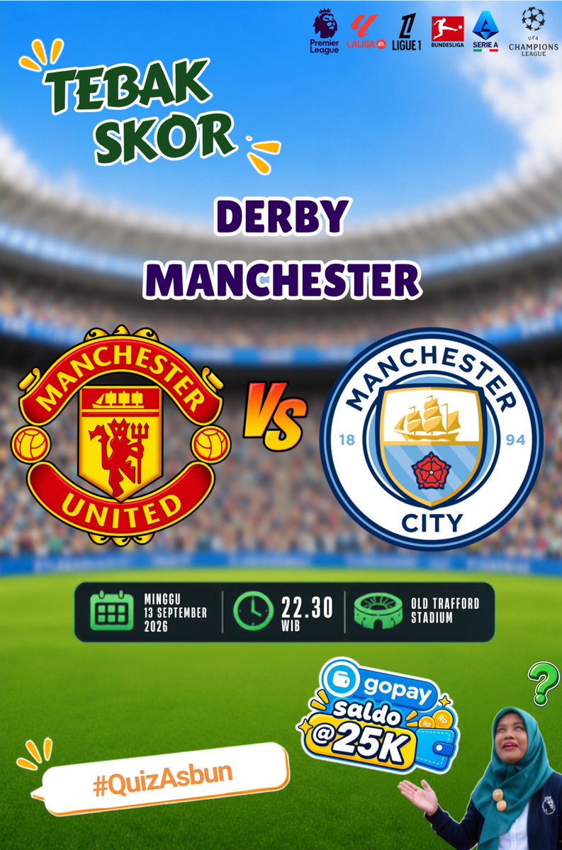 NetizenAsbun's tweet photo. Demi membantu memeriahkan Derby Manchester nanti malam, karena masih fans king yg sibuk dengan pertandingan lain bahkan klub lain.
Yok kita tebak skor di #QuizAsbun 😗

Aturan nya gampang aja : 
1. Like repost kaya biasa ahelah gausah protes
2. Tebak Skor nanti malam
3. Siapa Pemain yg pertama kali dikasih kartu golkar

Biar tetap ada pemenang walaupun tebakan salah isi yg no 4 ini netizen asbun
4. Hal asbun apa yang cocok buat menggambarkan match ini

Contoh :
⚔️ Man United 0-5 Man City
🟨 Tielemans
✨️ King MU sengaja mengalah demi menjaga keutuhan aliansi agar tetangga tetap kokoh di puncak klasemen dan Arsenal tetap 0 UCL

Nanti 2 orang netizen asbun bakal dapat saldo gopay masing2 25k,
Yang menang terserah minbun yak, ga bisa diganggu gugat😗

Quiz minbun tutup sebelum Kick Off nanti.

#FPL
#FPLNetizenAsbun
#ARSCHE