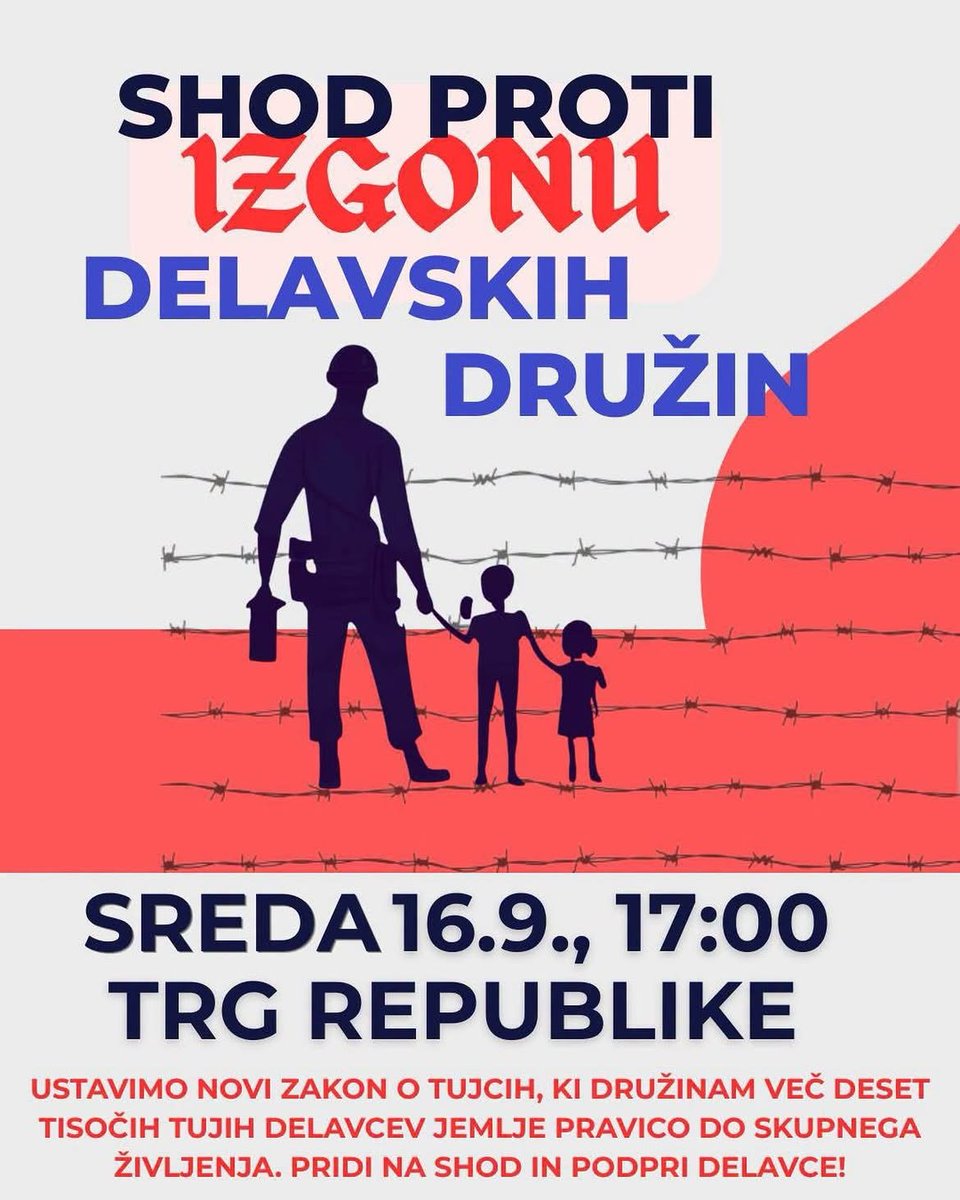 glasljudstva's tweet photo. ✊ V SREDO ZNOVA NA SHOD! ✊

Izkažimo podporo vsem tistim delovnim članom naše družbe, ki jih nova vlada demonizira in jim jemlje pravice, namesto, da bi vzpodbujala njihovo integracijo.

Pokažimo solidarnost! https://t.co/Qk2WvtBUmY