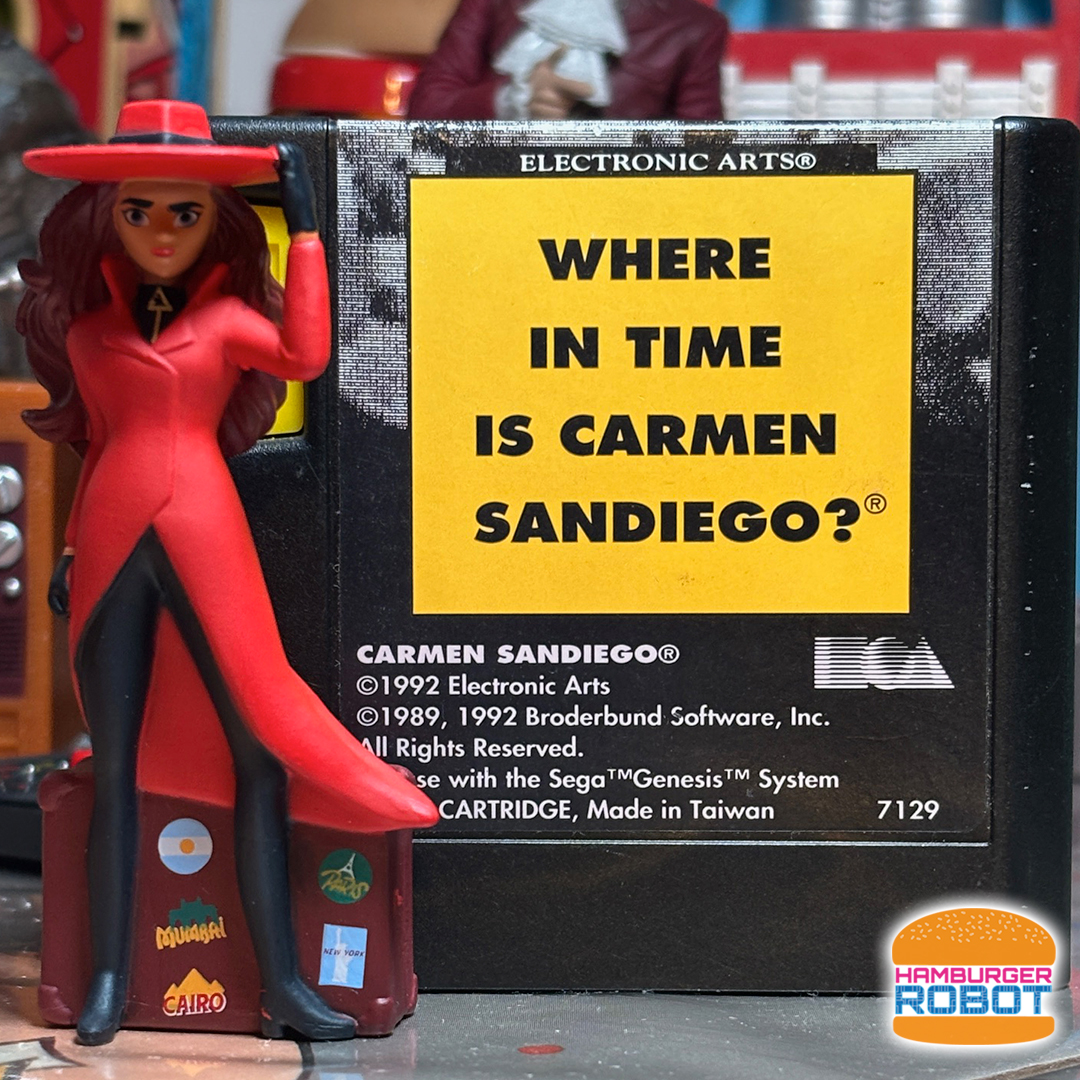 Hamburger_Robot's tweet photo. It's About TIME!
Where in Time is Carmen Sandiego for the SEGA Genesis ... an elementary school classic!
#sega #genesis #16bit #computergames #pcgaming #hamburgerrobot #retrogames #ClassicGames #OldSchoolGaming #GameNostalgia #RetroVibes #80sGaming #90sGaming #toys https://t.co/iUGXqQM3hz