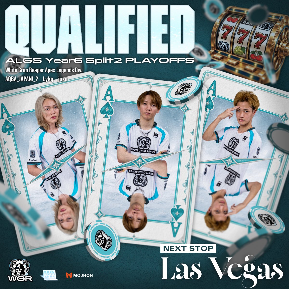 wgr_official's tweet photo. 【White Grim Reaper #ApexLegends 】 
ALGS Year6 Pro League Split2

-SCORE-　
Regional Finals
41point - 12位🔥

総合10位となりSplit2オフライン大会に出場します！

Split2プロリーグ応援ありがとうございました！
ハードなスケジュールで苦しい試合が続く中世界大会を決め切った選手に大きな拍手をお願いします！👏

Next…✍️ Las Vegas 🎰