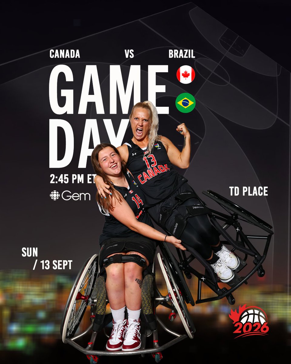 WCBballCanada's tweet photo. Le tournoi féminin reprend dimanche avec la rencontre entre Équipe Canada et le Brésil.

🆚 : Brazil 🇧🇷
⏰: 2:45 p.m. EDT / 11:45 a.m. PDT
📍 : TD Place
📺: https://t.co/IwX48yPCZO https://t.co/OnFaNpx0jV