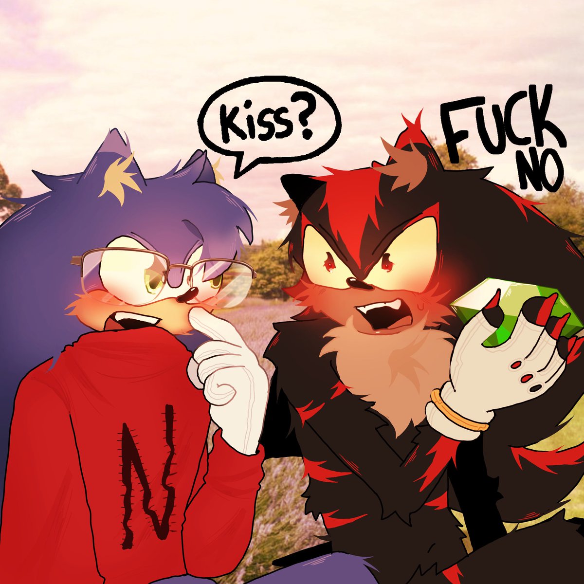 SeanBigD_ck's tweet photo. #shadowthehedgehog #Nickythehedgehog #shadowxNicky 
#jealoussonic 
.
.
.
Sonic wasn’t happy about that https://t.co/aC3Tq8RhRo