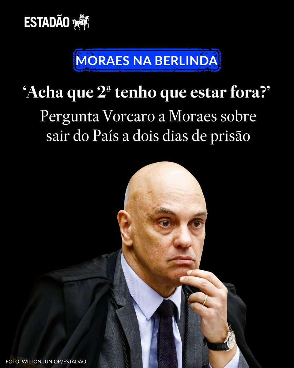 Estadao's tweet photo. MORAES NA BERLINDA | A dois dias de ser preso pela PF, o banqueiro Daniel Vorcaro consultou o ministro Alexandre de Moraes sobre uma possível fuga do país: "Acha que 2ª tenho que estar fora?", escreveu ele em mensagem ao ministro. 

48h depois, Vorcaro foi detido ao tentar embarcar em um jato particular com destino a Malta. Ministro não se manifestou sobre as mensagens.

 Saiba mais no https://t.co/oyjU4dYiCm