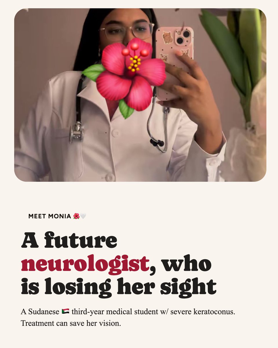 notasjad's tweet photo. Meet Monia 🌺(@tinysoftwhisper) a Sudanese medical student losing her eyesight to a degenerative eye disease. https://t.co/gMy5hSRlSR