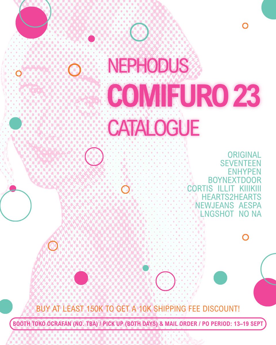 nephodus's tweet photo. (🔄&amp;🩷 are appreciated!)

🛼 NEPHODUS #CF23 CATALOGUE 🛼

📆 PO: 13–19 Sep
🎟 pick up (both days) &amp; mail order
🎰 original, seventeen, enhypen, cortis, boynextdoor, illit, kiiikiii, hearts2hearts, newjeans, aespa, lngshot, no na

🔗 link form below
#comifuro23catalogue (1/3) https://t.co/ZFFQgpJKFb