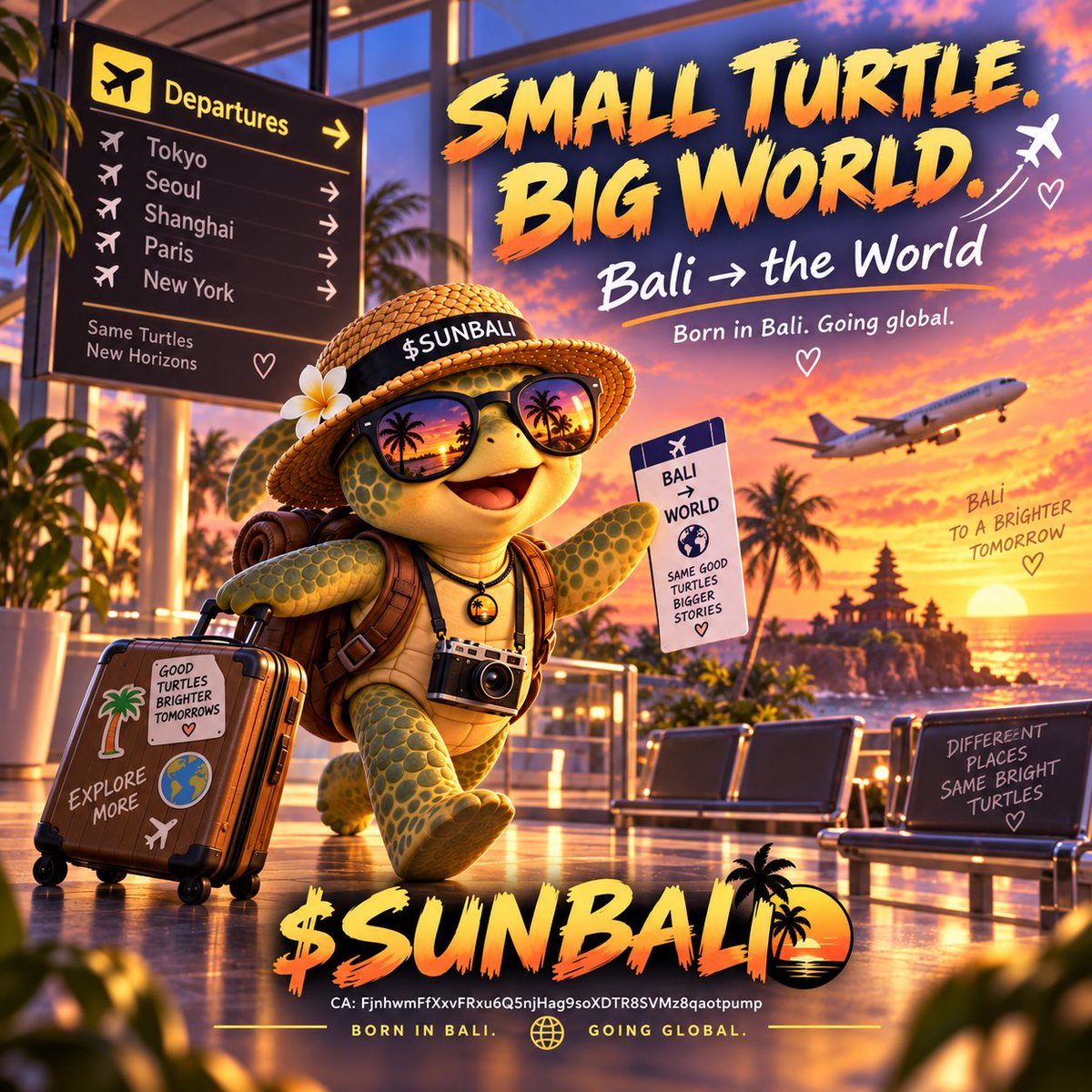 SunsetBaliCoin's tweet photo. Our turtle just left Bali… 🐢✈️

Next stop?
Tokyo, Seoul, Shanghai, London, Paris, Sydney, or New York? 🌍

Tell us where $SUNBALI should go next.

CA: FjnhwmFfXxvFRxu6Q5njHag9soXDTR8SVMz8qaotpump

Bali → the World. https://t.co/vBGKF8wY1V