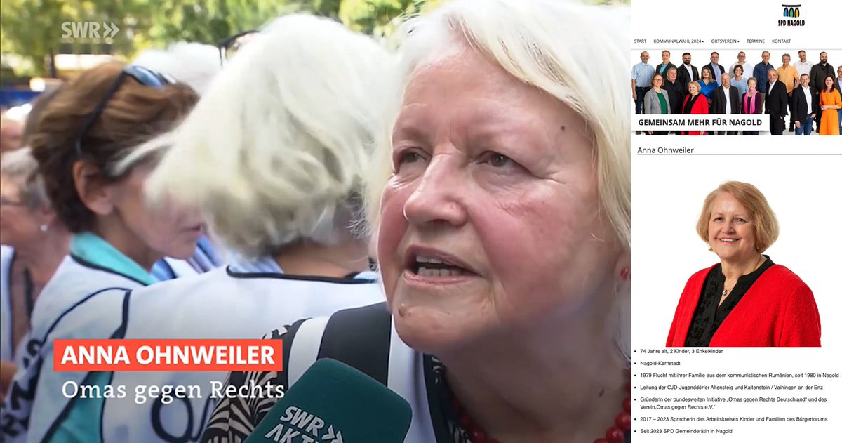 Critical__Cat's tweet photo. Die im SWR interviewte "Oma gegen Rechts" ist eine SPD-Kommunalpolitikerin. https://t.co/pPG3wifc8M
