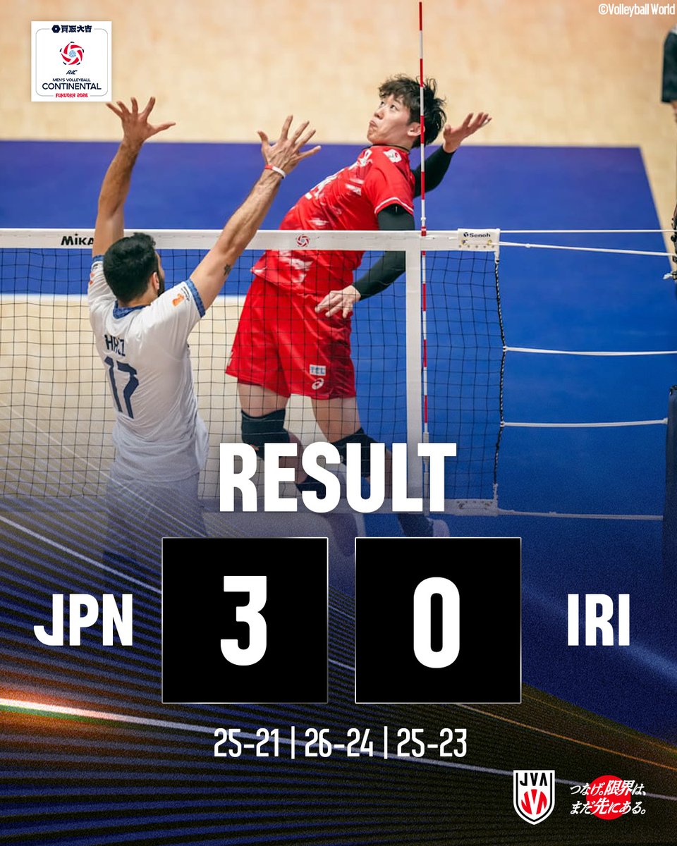JVA_Volleyball's tweet photo. 買取大吉 アジア男子バレーボール選手権大会 福岡2026 決勝、 #バレーボール男子日本代表 はイランにセットカウント3－0のストレートで勝利し、ロサンゼルス2028オリンピックの出場権を獲得しました。

Photo: @volleyballworld

#つなげ2026 #限界はまだ先にある
#アジア選手権 #バレーボール #volleyball