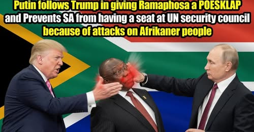 BoerinZa's tweet photo. Putin turns on ANC for abusing Afrikaners and votes against including SA... https://t.co/p0gM32nMkN via @YouTube https://t.co/pUALxcMHe5