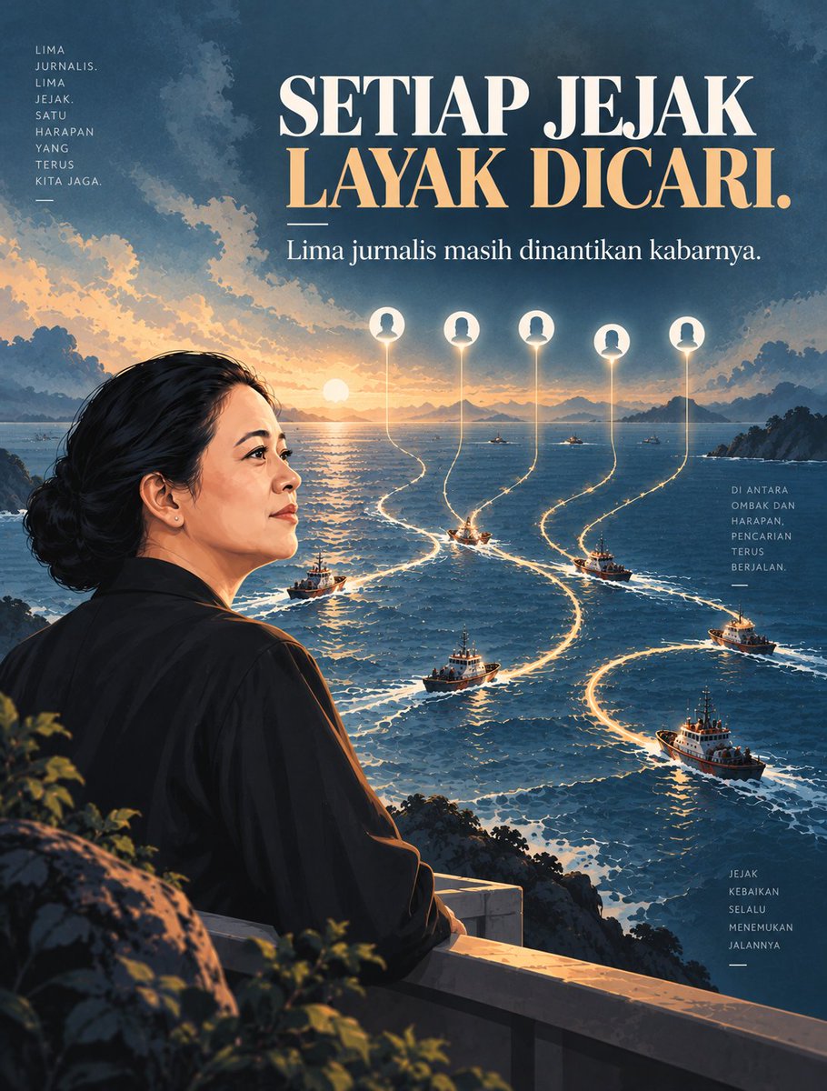 Kabar_2in's tweet photo. Setiap Titik Pencarian Adalah Harapan 
Pengoptimalan titik pencarian lima jurnalis yang hilang harus dimaksimalkan dengan pengerahan seluruh sumber daya demi menjaga harapan keluarga dan kemanusiaan. #puanku #puankoe #puanmhrn #puanmaharani https://t.co/YU5OlOhSPy