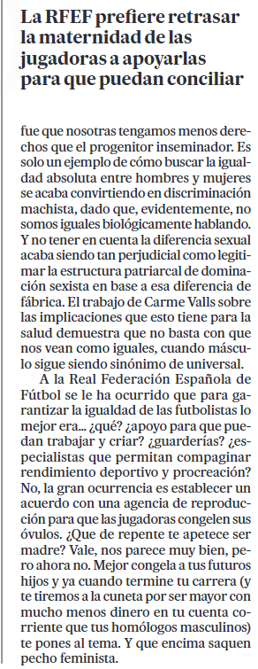 feministes_cat's tweet photo. ✍️Congela a tus hijos, por Najat El hachmi

"no tener en cuenta la diferencia sexual acaba siendo tan perjudicial como legitimar la estructura patriarcal de dominación sexista sobre la base de esa diferencia de fábrica"

#LaNajatParlaPerNosaltres