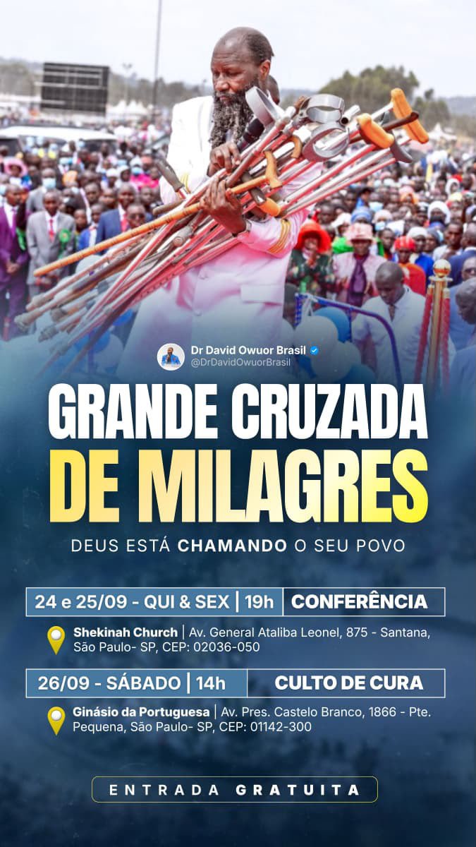 MargareteTabor's tweet photo. O Profeta do Senhor, Dr .Owuor está vindo para o Brasil. 
Ninguém pode perder! https://t.co/NQdtkbGO1m