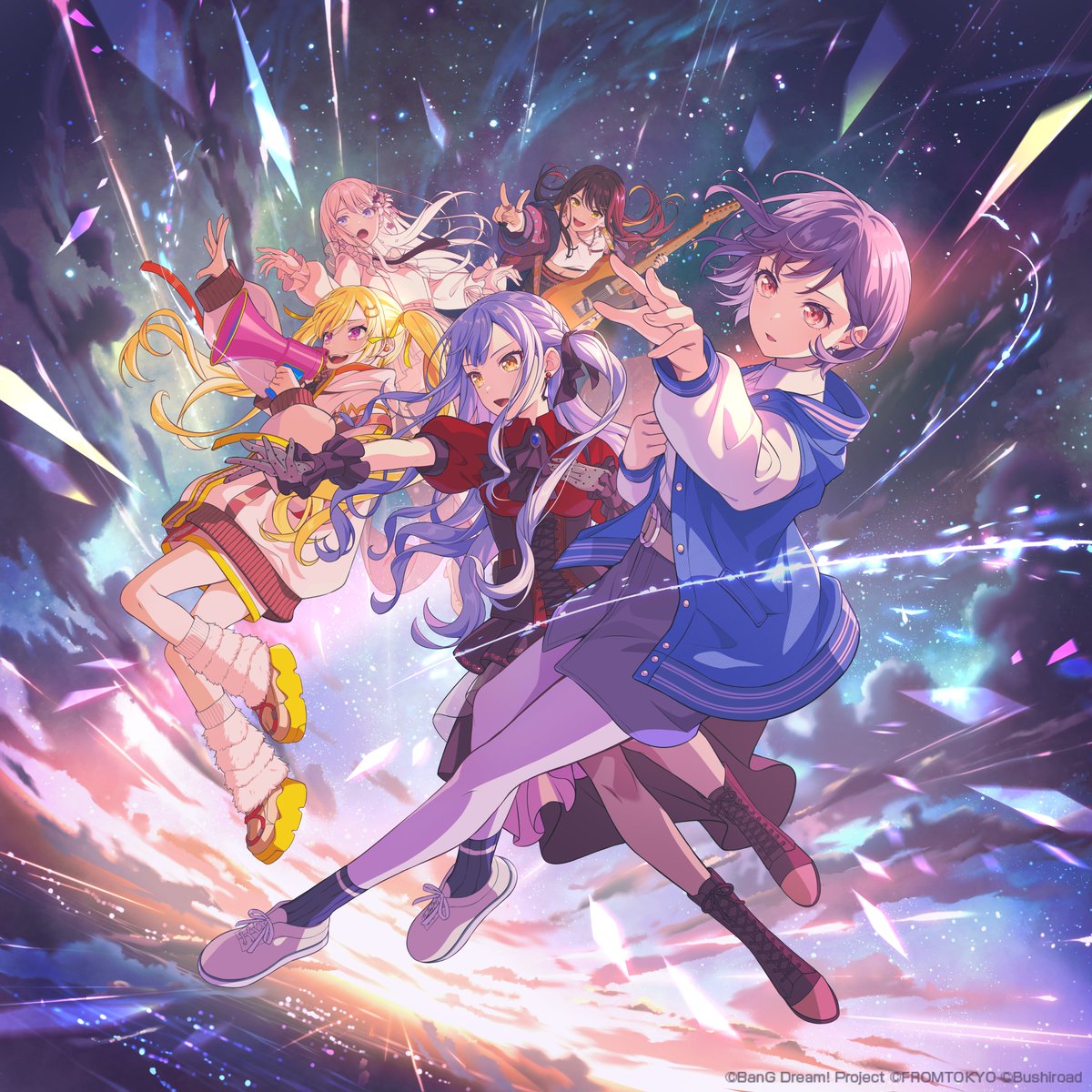 bang_dream_on's tweet photo. 🎊リリース版のKVを公開🎊

「夜明けにさす光」をイメージし、それぞれのバンドは別々の物語であるものの、同じ世界の中で活躍するというメッセージがこめられたKVとなっております✨

公式サイトなどで使用されますので、ぜひお楽しみに！

#バンドリ #アワーノーツ https://t.co/KvJAy5AaTU