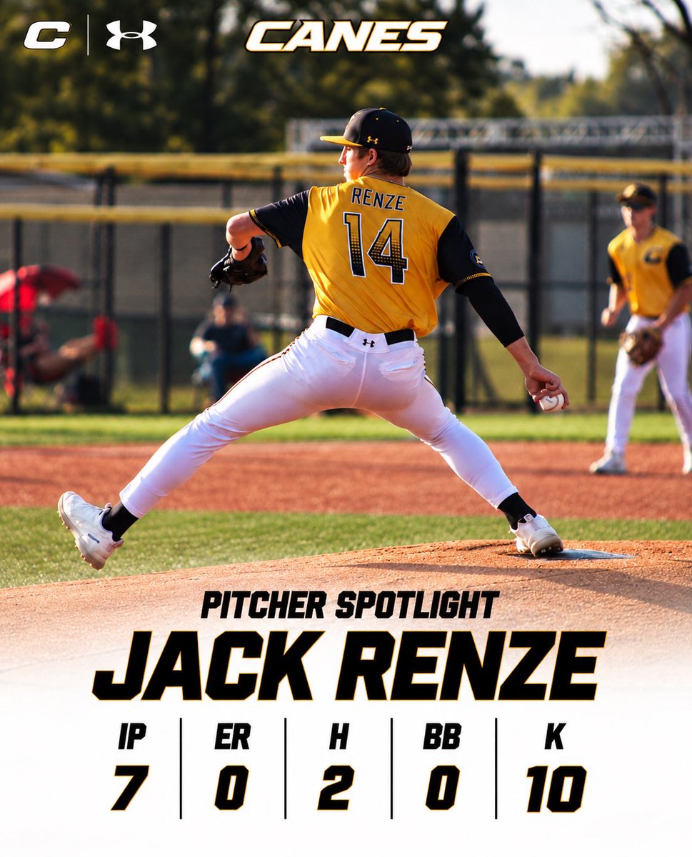 CanesMWScout's tweet photo. Complete game shutout for @jackrenze_bsbl https://t.co/iV9ScurWsF
