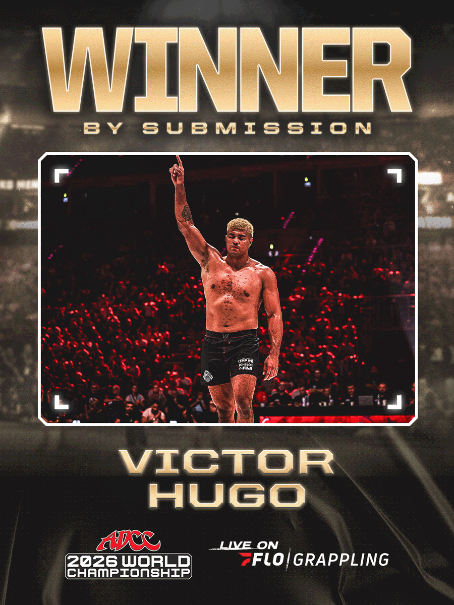 FloGrappling's tweet photo. In his final World Championship, Victor Hugo is bringing home the gold. 👏

Welcome your 2026 ADCC +99kg World Champion.

[ #ADCCWorlds | Sept 12-13 | Live on FloGrappling📺 ] https://t.co/aR1vN7RUxi