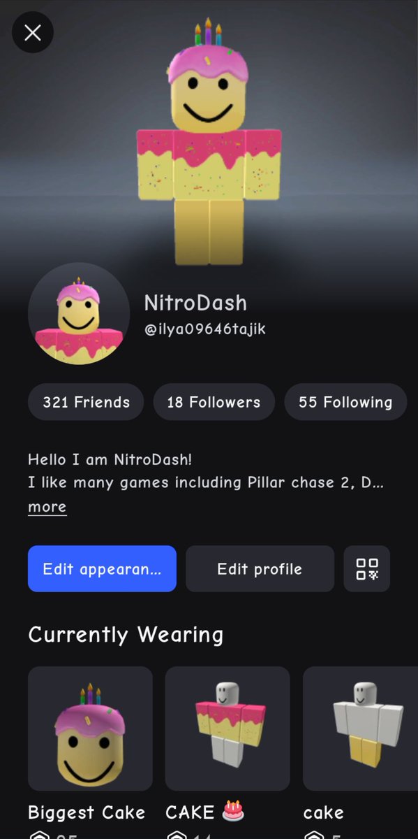 N1troD4sh's tweet photo. SOME DUDE WENT INTO MY ACCOUNT AND SPENT MY ROBUX ON A CAKE AVATAR????? https://t.co/NtmTnWAzna