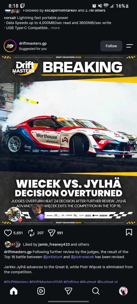 culdesacEFT's tweet photo. A blind man could have seen that Piotor was already over angled before contact, he wasn't even positioned properly on the track.

Maybe Drift Masters needs wally system 

@DriftMastersGP @FormulaDrift @JacobGettins https://t.co/JnIyaFnjN5