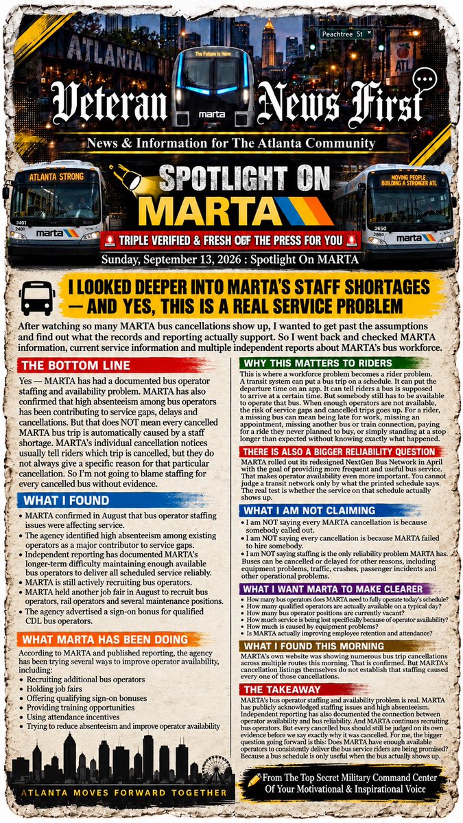 BrickCityGamer's tweet photo. 🔦 SPOTLIGHT ON MARTA: I LOOKED DEEPER INTO MARTA’S STAFF SHORTAGES — HERE’S WHAT THE EVIDENCE ACTUALLY SHOWS

#SpotlightOnMARTA #MARTA #AtlantaTransit #MARTABus #TransitAccountability https://t.co/zeHf2lYoUR