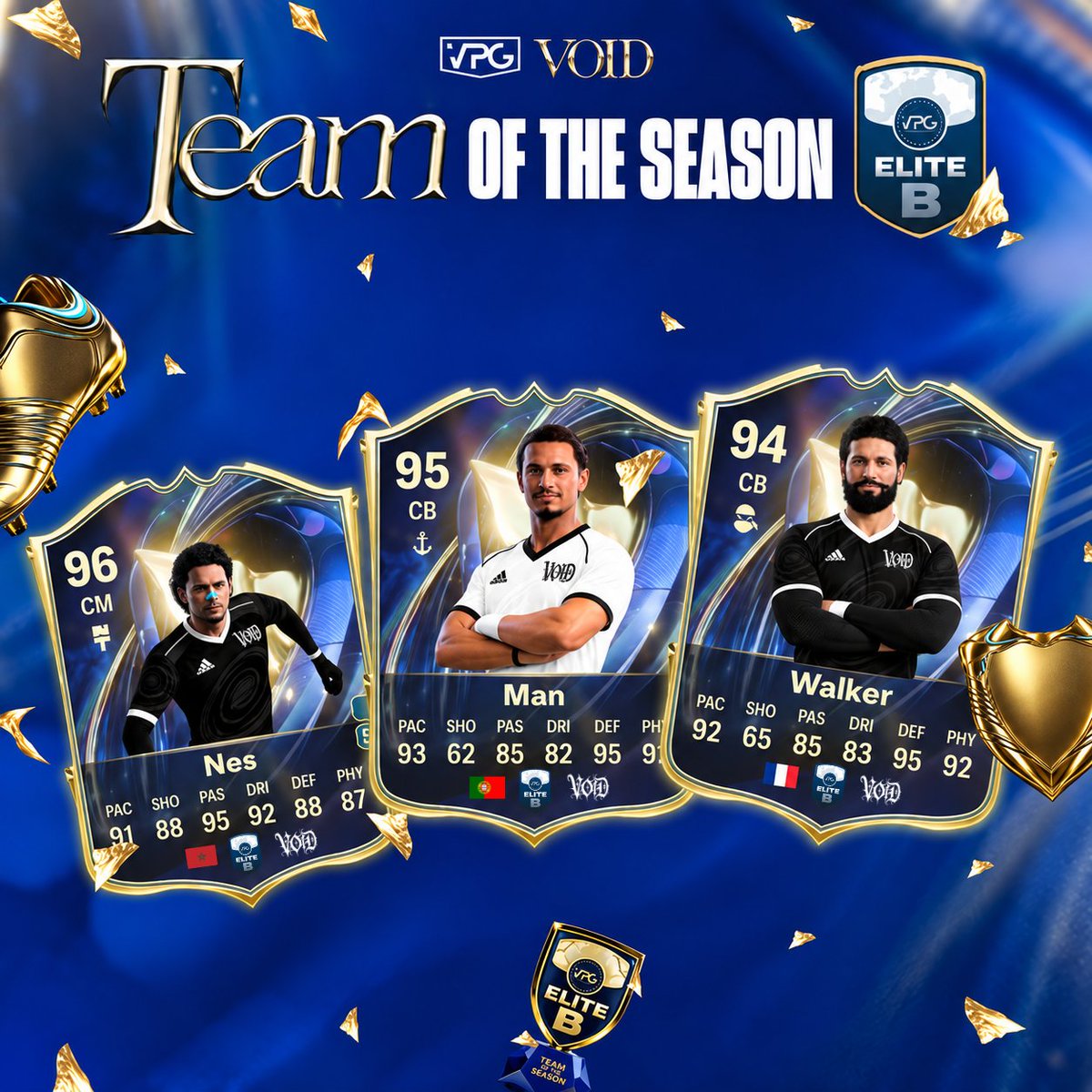 Void_VPG's tweet photo. 🌟 ELITE B TOTS 🌟

Congratulations to @1Chleh , @Man_111x and @xWalker_5  on earning their place in the TOTS ! 🏆

Three players who represented VOID with quality and consistency all season in @VPGEurope @OfficialVPG.

More announcements are coming soon.👀

🎨@11_Visuals https://t.co/xIvga5kKLE