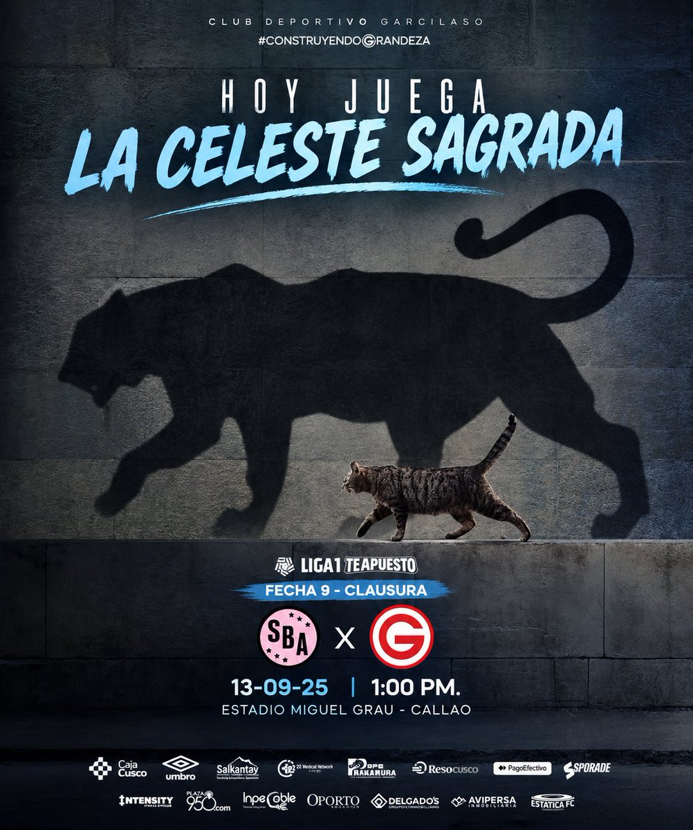 Dep_Garcilaso's tweet photo. ¡CON MUCHO 🩵 POR NUESTRA CIUDAD! ¡CON MUCHA DETERMINACIÓN POR LOS 3 PUNTOS! 

🔵 ¡HOY JUEGA EL MÁS QUERIDO Y POPULAR! ¡HOY JUEGA EL GARCILASO! 🐈‍⬛🐈😻 https://t.co/0pj78IUMKo