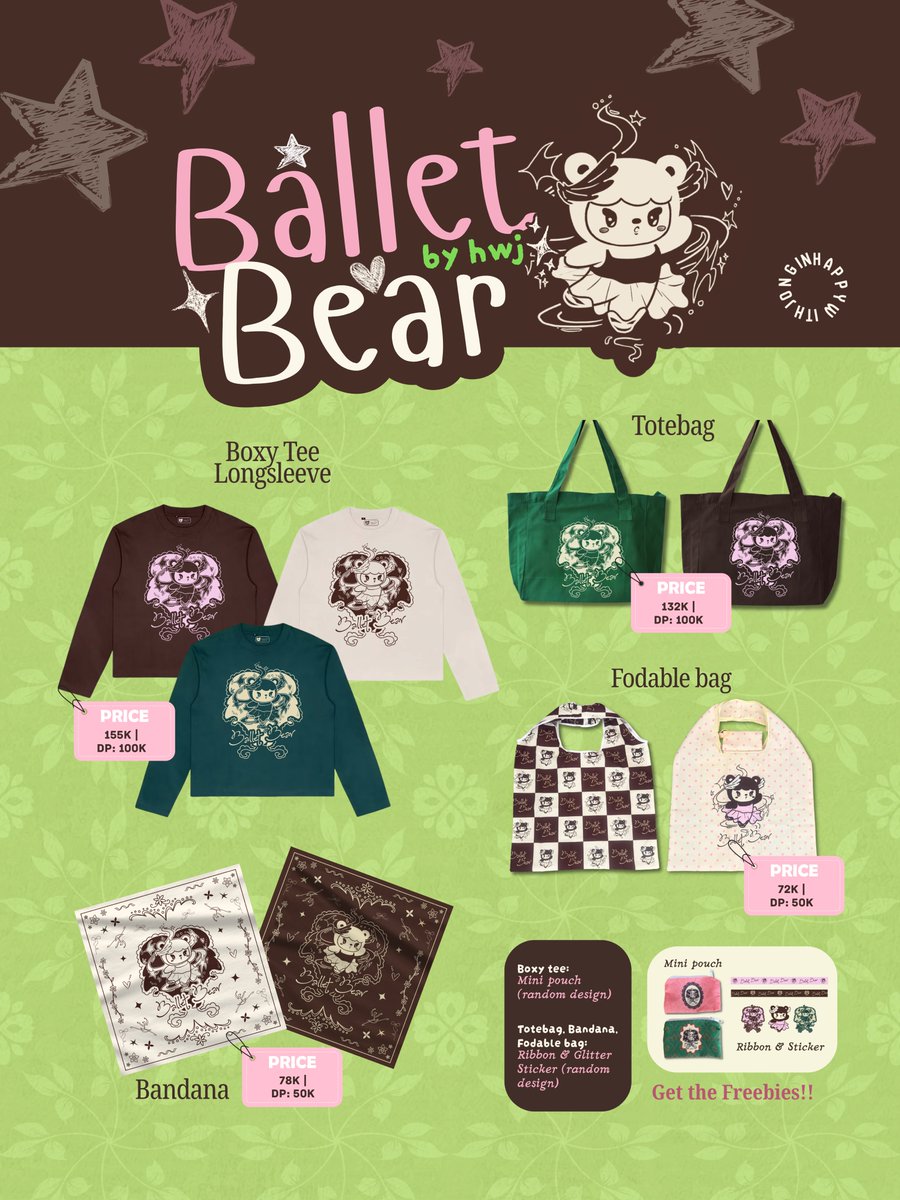 happywithjongin's tweet photo. [HELP RT] OPEN PRE-ORDER

BALLET BEAR  by @happywithjongin

~ Boxy Tee Longsleeve IDR 155K
~ Totebag IDR 132K
~ Bandana IDR 78K
~ Foldable Bag IDR 72K

More detail:
🇮🇩  INA : https://t.co/yxtv5NF6cK
🌎 WW: DM

✅ Close 26 Sep 2026
❌ Ongkir / Adm 🍊
📍 Jakarta https://t.co/bDe6pQ7MJg