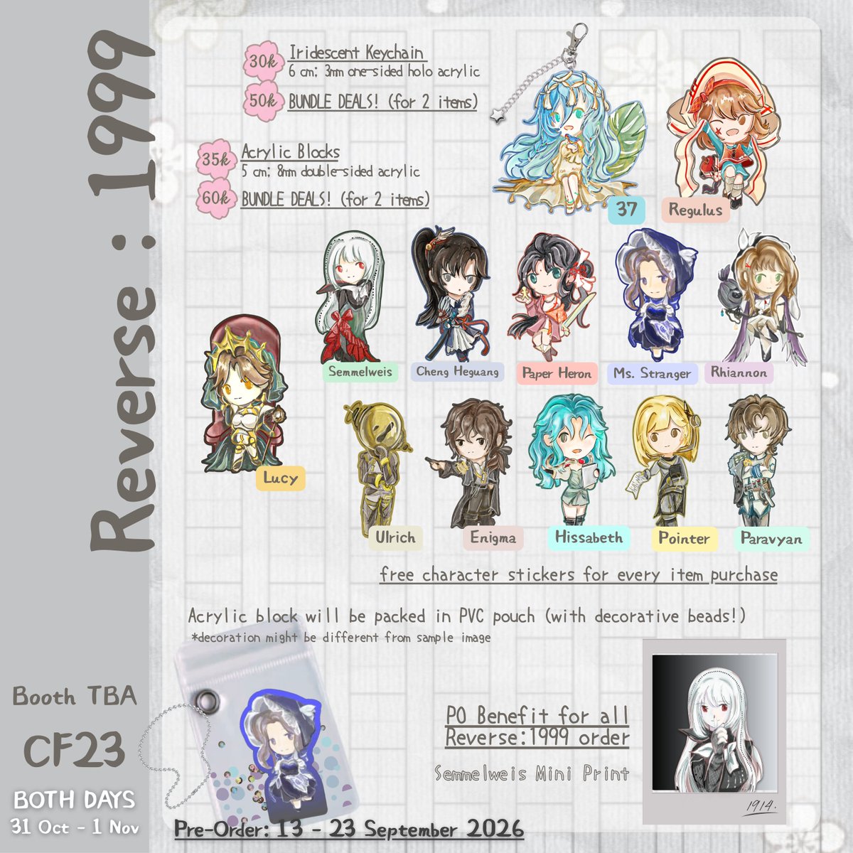adasmanis's tweet photo. [🩷 &amp; 🔁 are really appreciated!]
 
adasmanis' Pre-Orders Catalogue for #CF23

📍Booth: TBA (BOTH DAYS)
📅PO Period: 13 - 23 September

✦ Yorushika, Reverse:1999, Blue Archive, Honkai Star Rail ✦ 

🔗PO Link: https://t.co/FO4svEcsBw

Giveaway &amp; Samples on replies~! #Comifuro23 https://t.co/LaoCj4gTZV