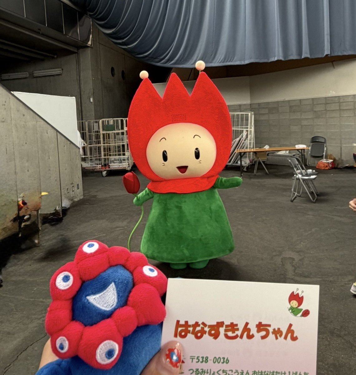 yozachan55's tweet photo. 花ずきんちゃん先輩に会いに行きました☆
駅構内や花博記念公園内にも花ずきんちゃん☆
グリーティングに来てくれた花ずきんちゃん☆名刺頂きました☆
＃花博記念公園鶴見緑地 https://t.co/ftivOQKcgF