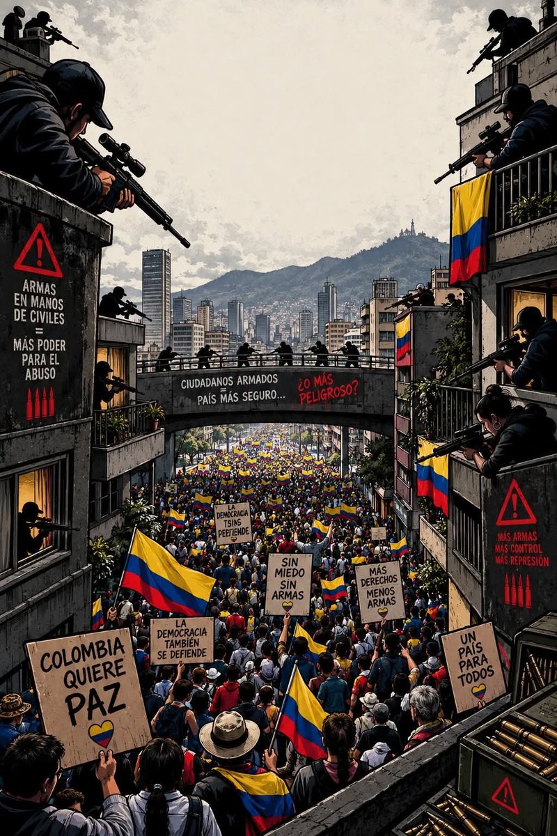 senor_masacre's tweet photo. https://t.co/TmL4RvXzwF
🚨⚠️ Lo que muchos no quieren entender en Colombia es que esta liberación de las restricciones para el porte y la adquisición de armas  no tiene como verdadero propósito proteger al ciudadano.

⚠️ La intención es armar a la población civil de ultraderecha. https://t.co/z38QvKfsh3