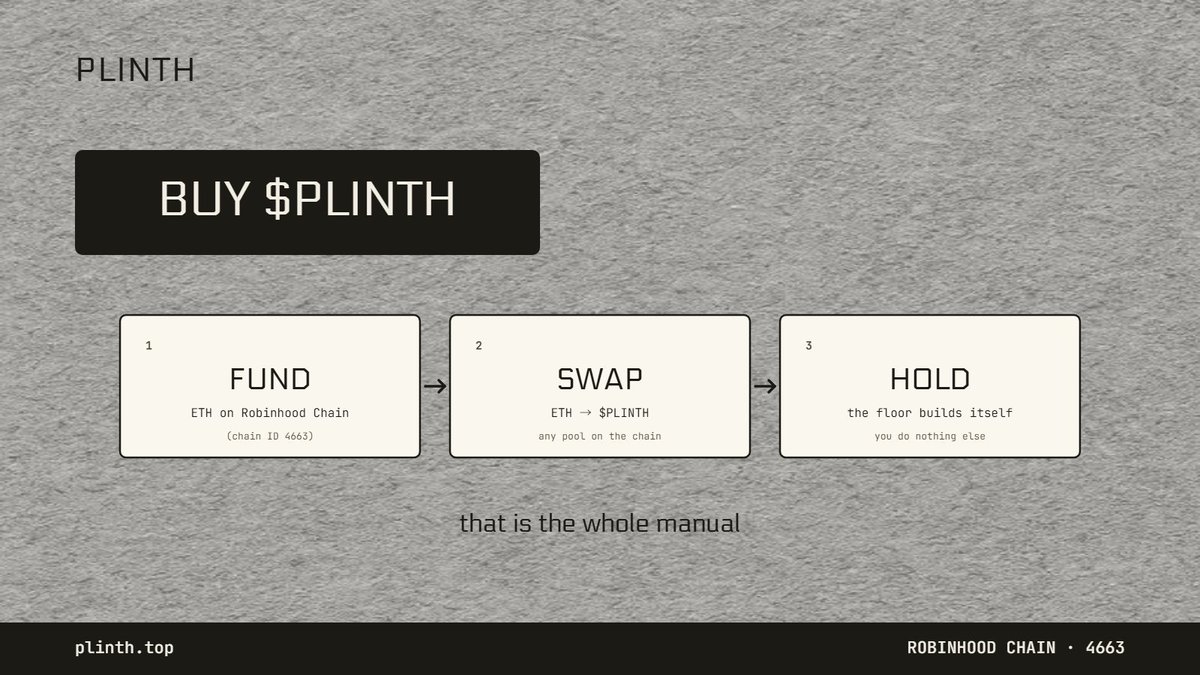 plinthstop's tweet photo. Every position in the vault is tokenized  —    

transferable, checkable, permanent.    

Hold the position. Own the plinth. https://t.co/cRMr1dyt6W