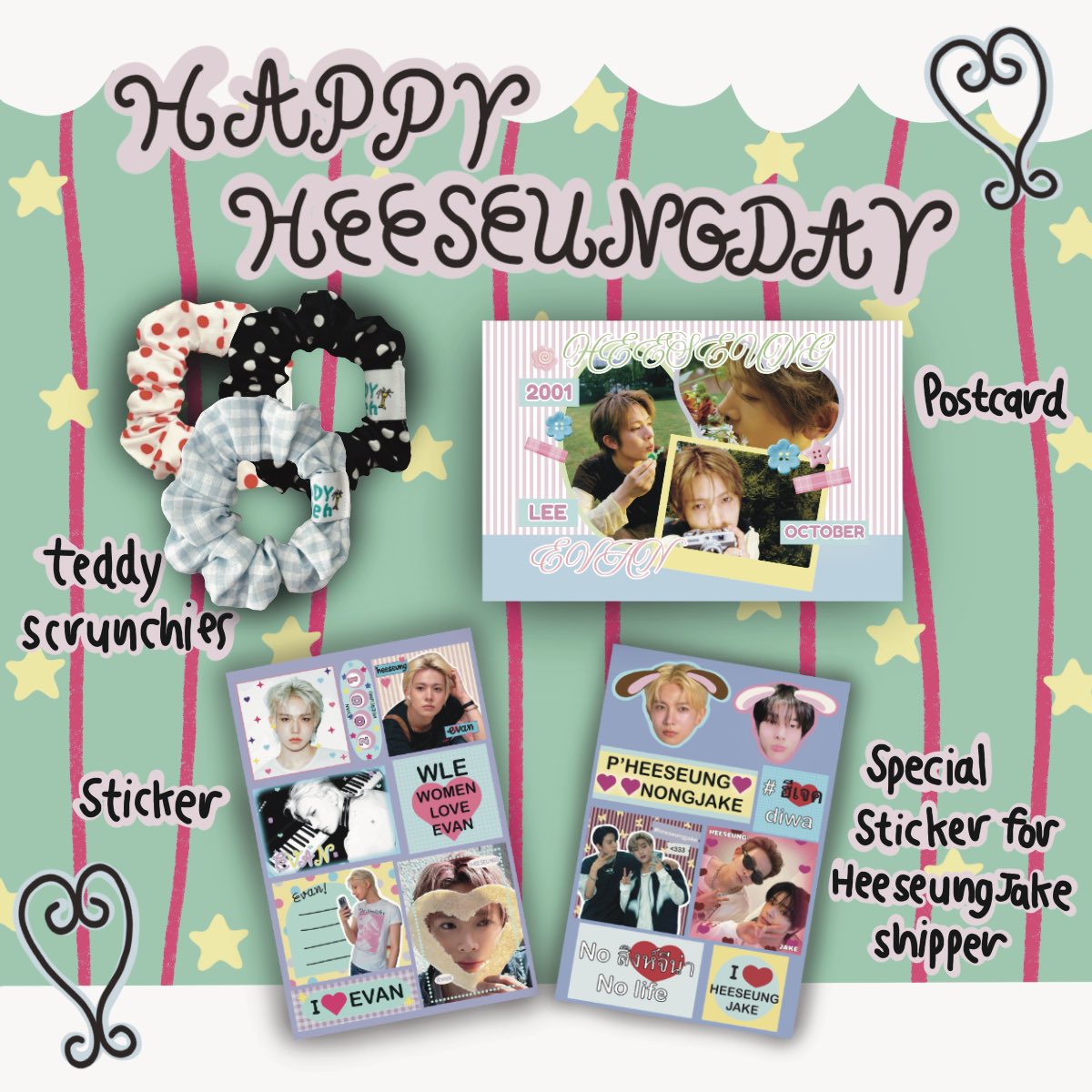 roseapple14_'s tweet photo. 🐹 pls kindly rt 🩻
give away evan birthday <🍰3
ꔛteddy scrunchies
ꔛpostcard
ꔛsticker evan
ꔛsticker for heeseungjake shipper 

🐾location: UOB live
🍥date: 17 oct 2026
🌸time: tba

 #KLiveFestival #EVAN https://t.co/BkROM0NVaQ