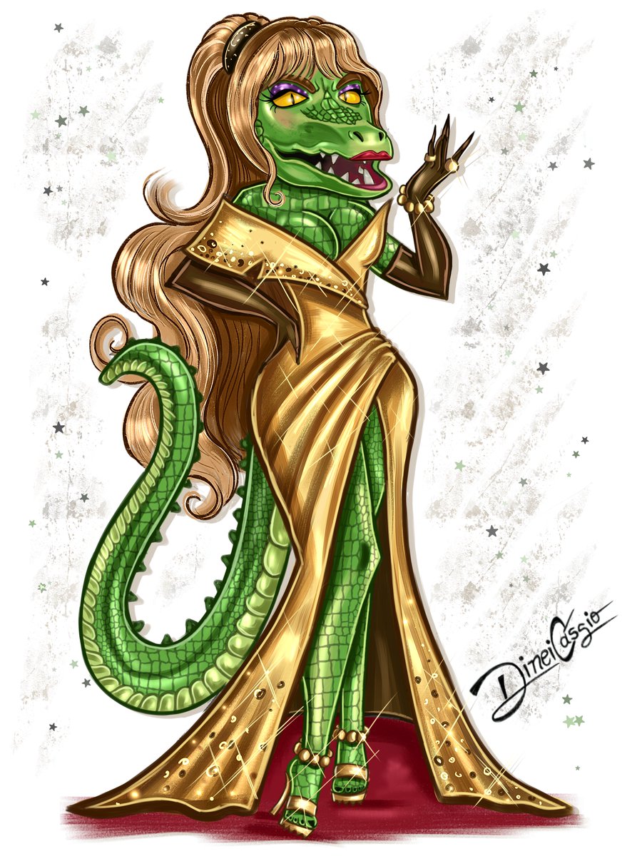 dineidraws's tweet photo. CUCA 🐊👠

A bruxa mais temida das matas, no meu estilo de desenho. Ela está usando um vestido dourado com luvas e jóias, criadas inteiramente por mim🔮#fashionillustration #Cuca #SitiodoPicaPauAmarelo #folclorebrasileiro https://t.co/qi3XBWtAkf