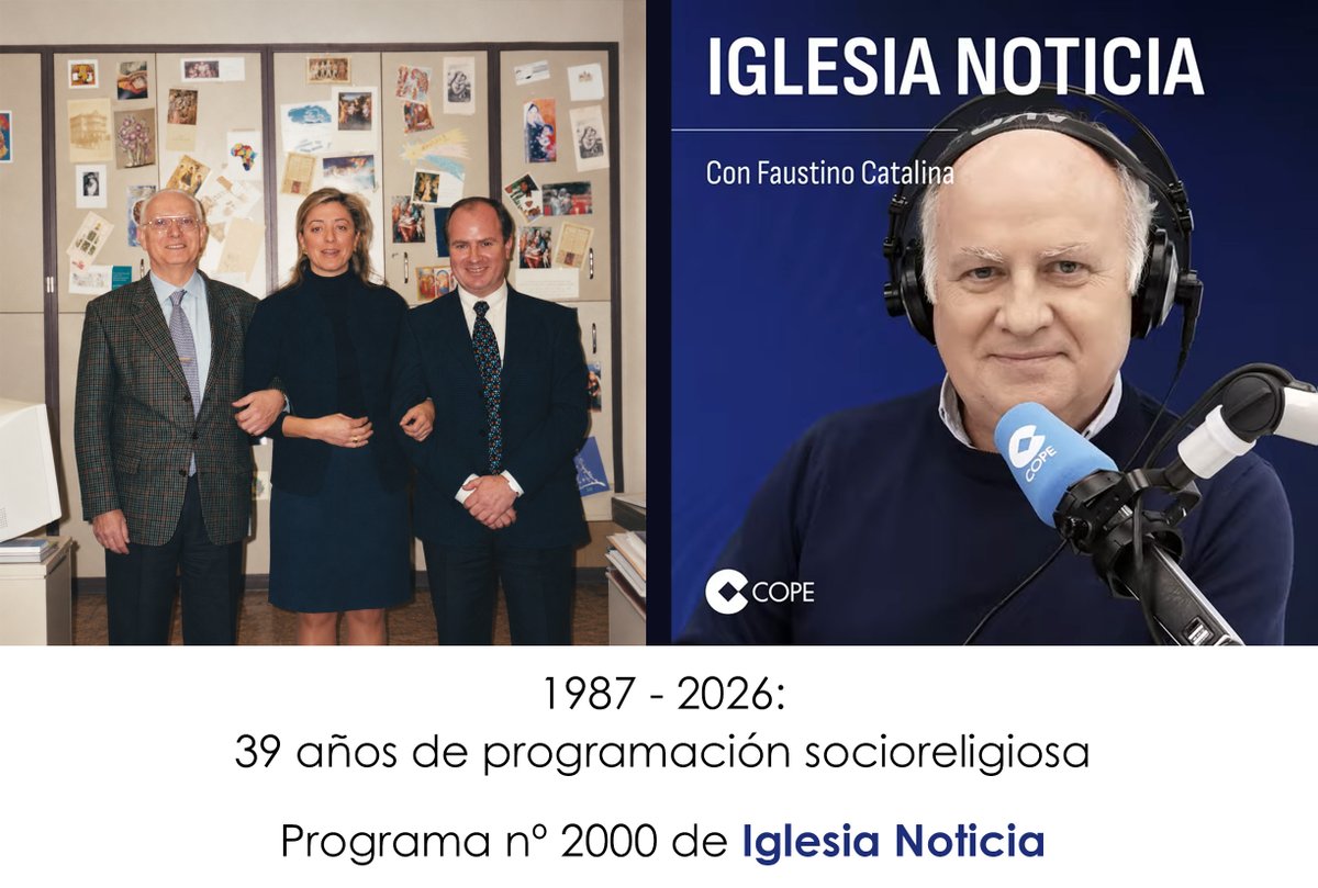 PadreGago's tweet photo. En 1987 el Padre Gago ponía en marcha el primer informativo católico de la radio española, junto a dos jóvenes periodistas Eva Galvache y @fcatalina1 .

Gracias, @fcatalina1 , por dar continuidad al legado del Padre Gago.

Programa nº 2000 de #IglesiaNoticia.
@ecclesiacope , @COPE