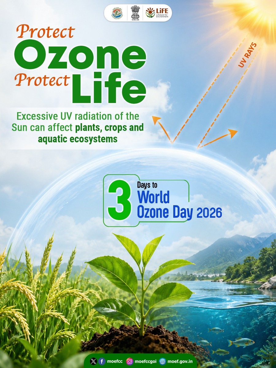moefcc's tweet photo. Ozone protection isn’t just about us.

Too much UV radiation can affect plants, crops and aquatic ecosystems - impacting the natural systems that sustain life.

#WorldOzoneDay https://t.co/PS6udwofFD