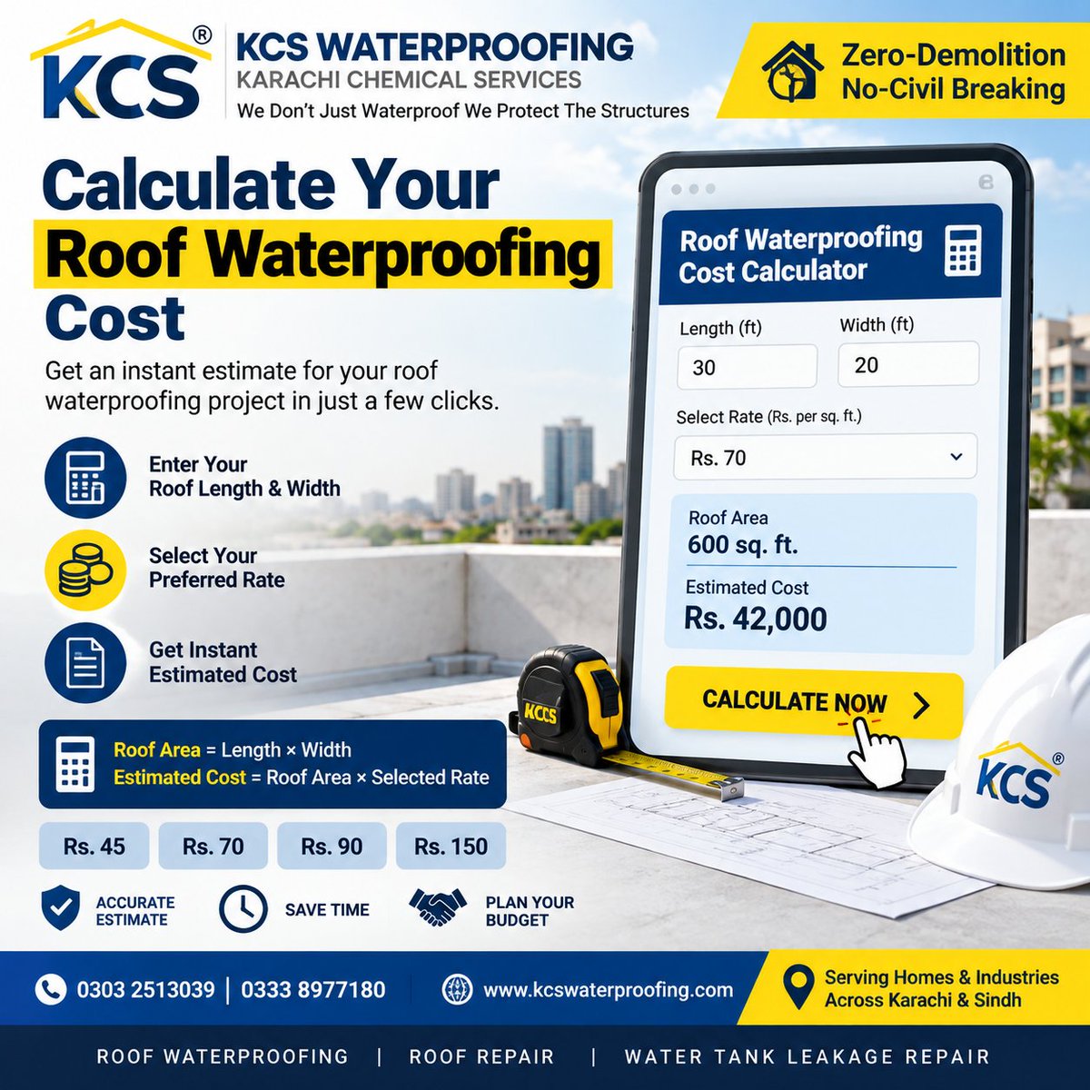 KarachiChemical's tweet photo. 🏠 Calculate Your Roof Waterproofing Cost!
Get an instant estimate for your roof waterproofing project in just a few clicks.

👉 Calculate Your Cost Now
https://t.co/1wWKHS5Um1

KCS Waterproofing | Karachi Chemical Services 
https://t.co/E60rTQ0cAH
0333 8977180 | 0303 2513039 https://t.co/Kqer5I0PFA