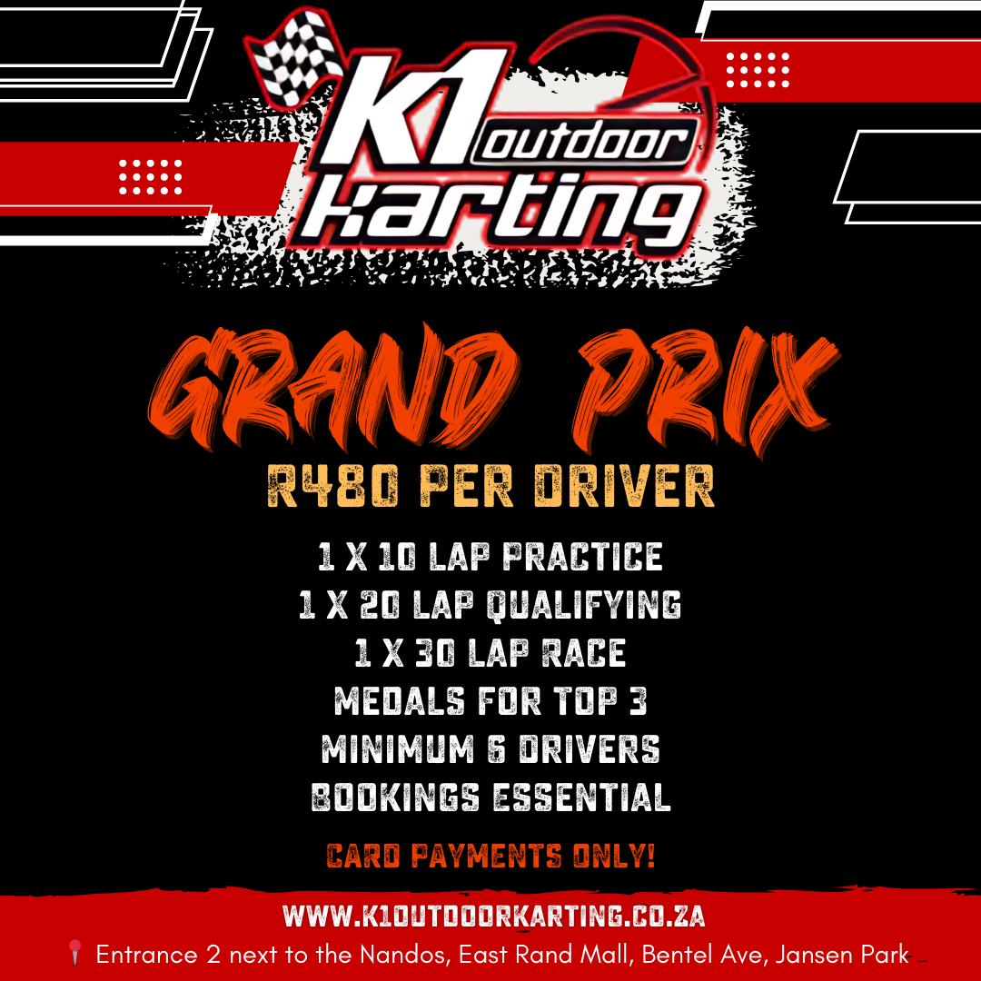 MistiZenke6c's tweet photo. Race into action at K1 Outdoor Karting. Arrive &amp; Drive from R100. Mini Grand Prix: R480 per driver, including practice, qualifying and race. Entrance 2, East Rand Mall. Bookings essential for groups and night sessions. https://t.co/dx22eOGFgG