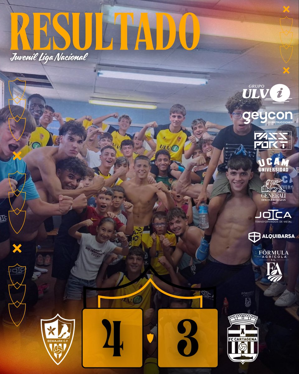 BeniajanCf's tweet photo. //JUVENIL A//

🤩¡¡¡FINAL FINAL FINAAALLL!!!🤩

Los de Javi Vives vencen en casa al FC Cartagena 👏🏻

Máximo esfuerzo el de los nuestros que se lo dejaron todo en el campo para sumar el primer +3 de la temporada 🙌🏻

VAMOS EQUIPO, A SEGUIR ASÍ 💛🖤 https://t.co/0bkTJTk3qF