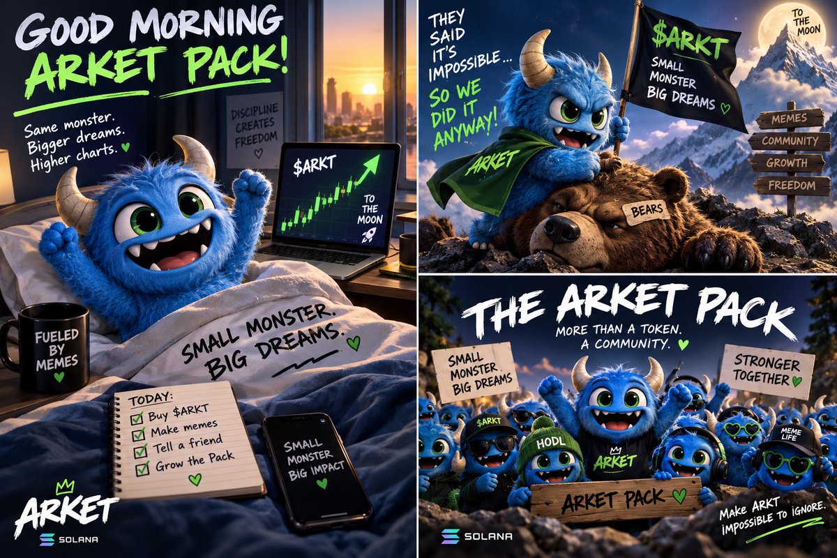 ARKETsol's tweet photo. 👹 Small monster. Big dreams.

ARKET has arrived on Solana.
One mission: make ARKT impossible to ignore. 💚💛

Welcome to the Pack.

$ARK | #ARKET #Solana #Memecoin https://t.co/HnHo48ggnC