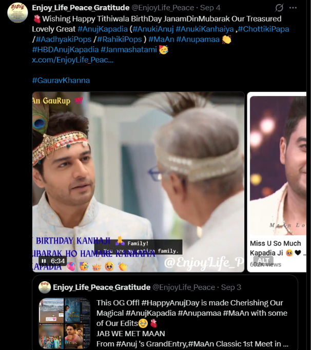 EnjoyLife_Peace's tweet photo. Awww Our #Anuj ki Choti si Duniya(#Anupama #ChottiAnu )Fam Celebrtng Happily Our Anmolratan BestestEver #AnujKapadia 's BDay Epi aired Tday in #Anupamaa 🥹💓🥳Happywala BirthDay Our Anujjj #HBDAnujKapadia 🍫🎂Our #Anupama #Rahi &All dancing on Our #MaAn Spl 1st #Anuj BDay Song🥰 https://t.co/6Oe7iyuQLW