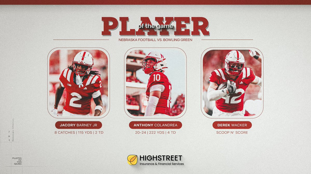 Huskers's tweet photo. Another W for @HuskerFootball. ✊

Who earns your vote for @Highstreet_INS Player of the Game? https://t.co/xzzQ0f126d
