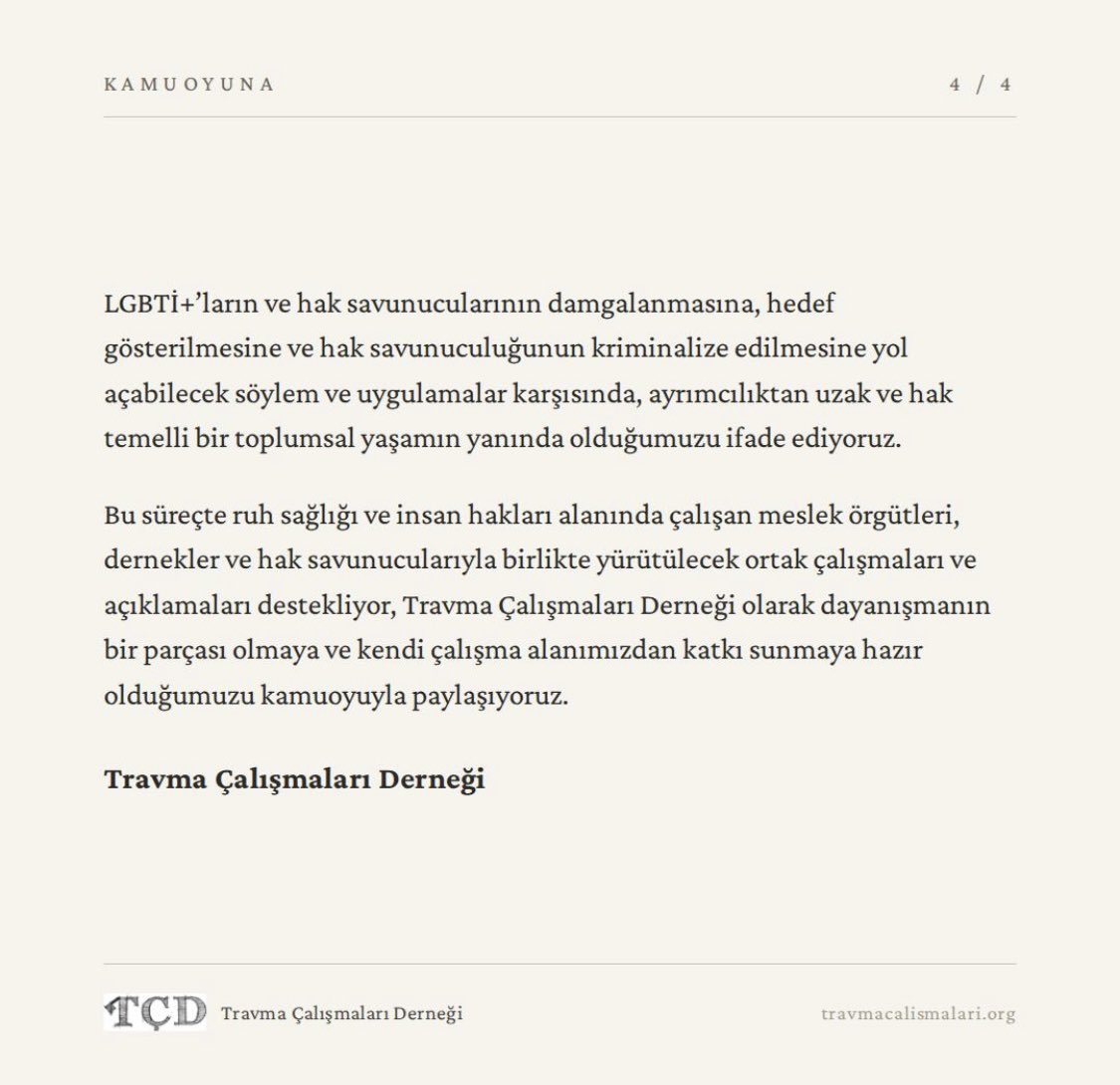 TravmaDernek's tweet photo. Güvenlik, bir yaşam biçimini norm sayıp gerisini tehdit ilan ederek sağlanamaz.

12 Eylül'de LGBTİ+ derneklerine yönelik "Ailem Güvende" operasyonu sonrası CETAD dahil çok sayıda hesaba erişim engeli getirildi. Ayrımcılıktan uzak, hak temelli bir yaşamın yanındayız. https://t.co/3vEeXYatQf