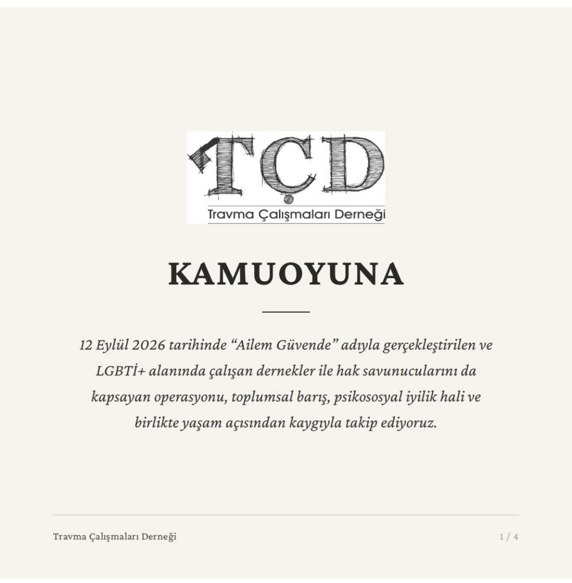 TravmaDernek's tweet photo. Güvenlik, bir yaşam biçimini norm sayıp gerisini tehdit ilan ederek sağlanamaz.

12 Eylül'de LGBTİ+ derneklerine yönelik "Ailem Güvende" operasyonu sonrası CETAD dahil çok sayıda hesaba erişim engeli getirildi. Ayrımcılıktan uzak, hak temelli bir yaşamın yanındayız. https://t.co/3vEeXYatQf