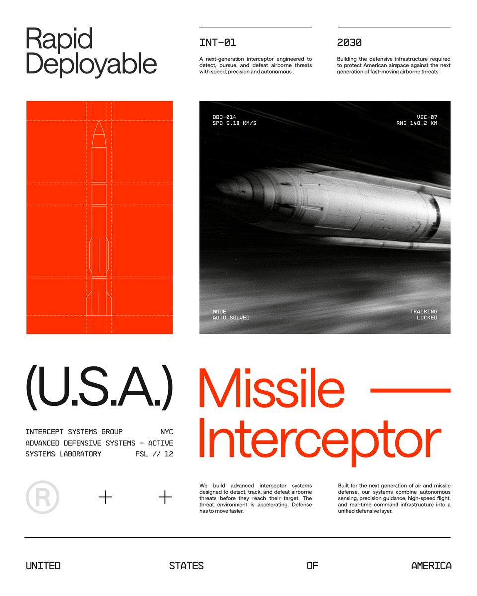brasshands's tweet photo. EXPERIMENTAL LABS // BRS HDS

[DAILY VISUAL READINESS PROGRAM]

We believe design has a role to play in rebuilding American industry.

AI / DEFENSE / ENERGY / ROBOTICS
MANUFACTURING / INFRASTRUCTURE / SPACE

Every morning we put in the reps.

Exploring the identities, interfaces and visual systems that could define the next American industrial age.

NO CLIENT ........................ REQUIRED
NO BRIEF ........................... REQUIRED
EXPERIMENTATION ........ REQUIRED