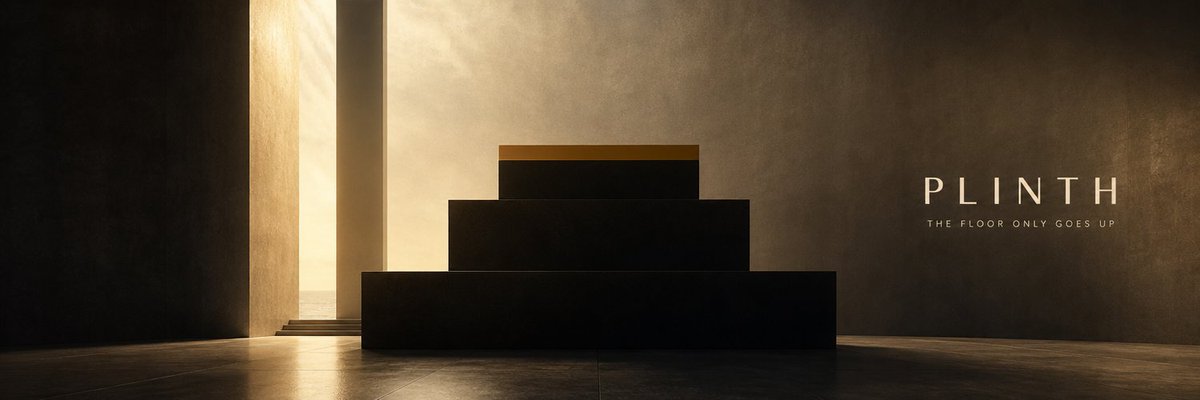 Dan_anthony1's tweet photo. What it is
Plinth is a liquidity vault on Robinhood Chain, implemented as a Uniswap v4 hook around its own $PLINTH/WETH pool. The thesis: the floor only ever moves up.

Mechanism — a ratcheted floor
- Every swap pays a 3% fee: 1.20% is laid under the price as permanent WETH liquidity, 1.20% goes to depositors, 0.60% funds operations.
- The floor is ratcheted inside the hook — it has no downward path. The hook rejects any call that would lower it: "the whole guarantee is one comparison."
- A keeper converts coin-side fees to WETH and pushes the bid up; each lift is a course, recorded in an on-chain ratchet blotter.

Trust model
No admin key, no second token, no points program, no launchpad — the vault wraps its own pool and nothing else. Hook, keeper and position NFTs are pure code, and nothing is reversible.

Stack
React (Vite) + Tailwind static SPA, served via Cloudflare.