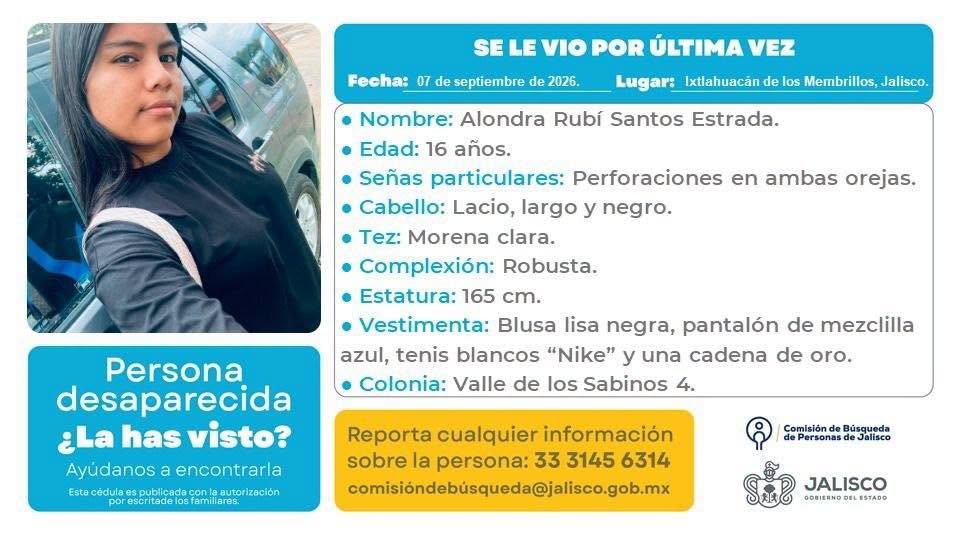 VMGlezR's tweet photo. Desaparece una joven en Ixtlahuacán de los Membrillos, Jalisco. https://t.co/fptqylEWGp